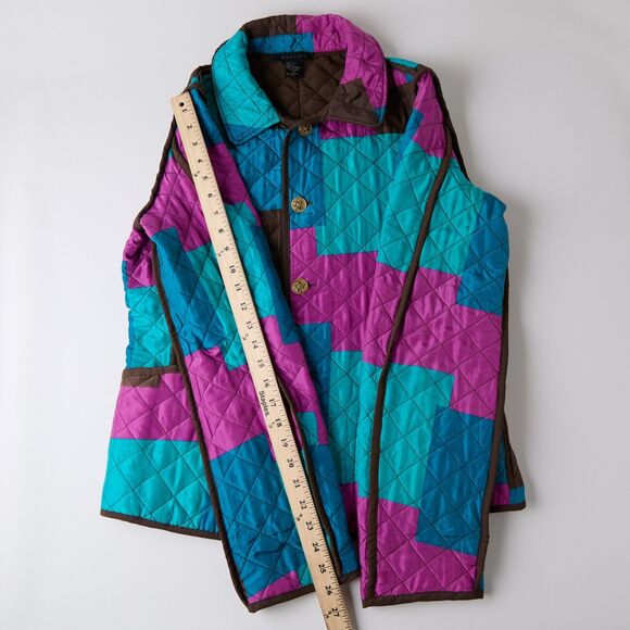 Silkland Women’s M Reversible Quilted Jacket Multicolor Brown Silk Patchwork - Picture 7 of 15